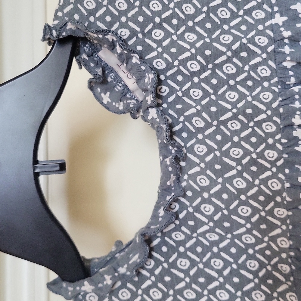LOFT Blue Ruffle Blouse - Picture 2 of 5
